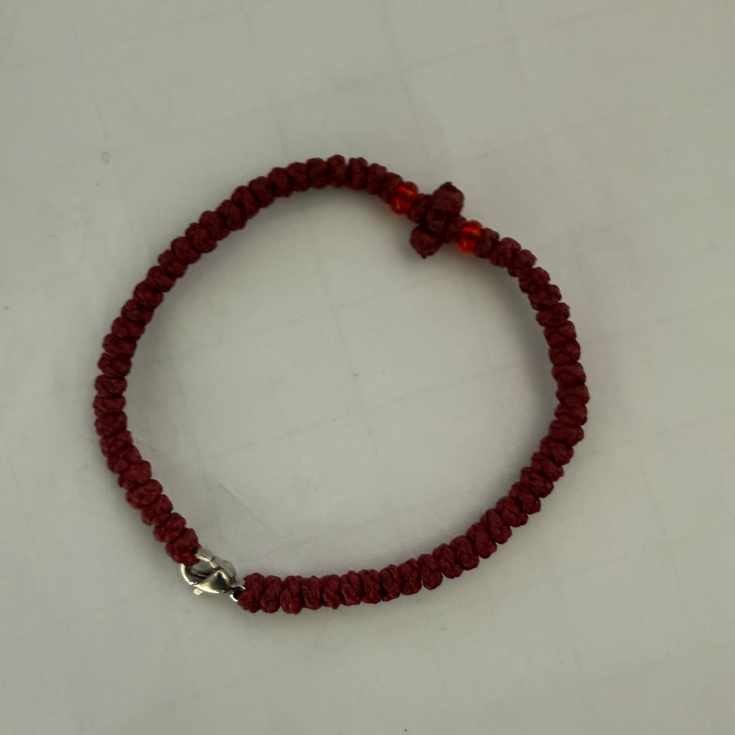 66 Knot wax rope red Prayer bracelet with alloy clasp
