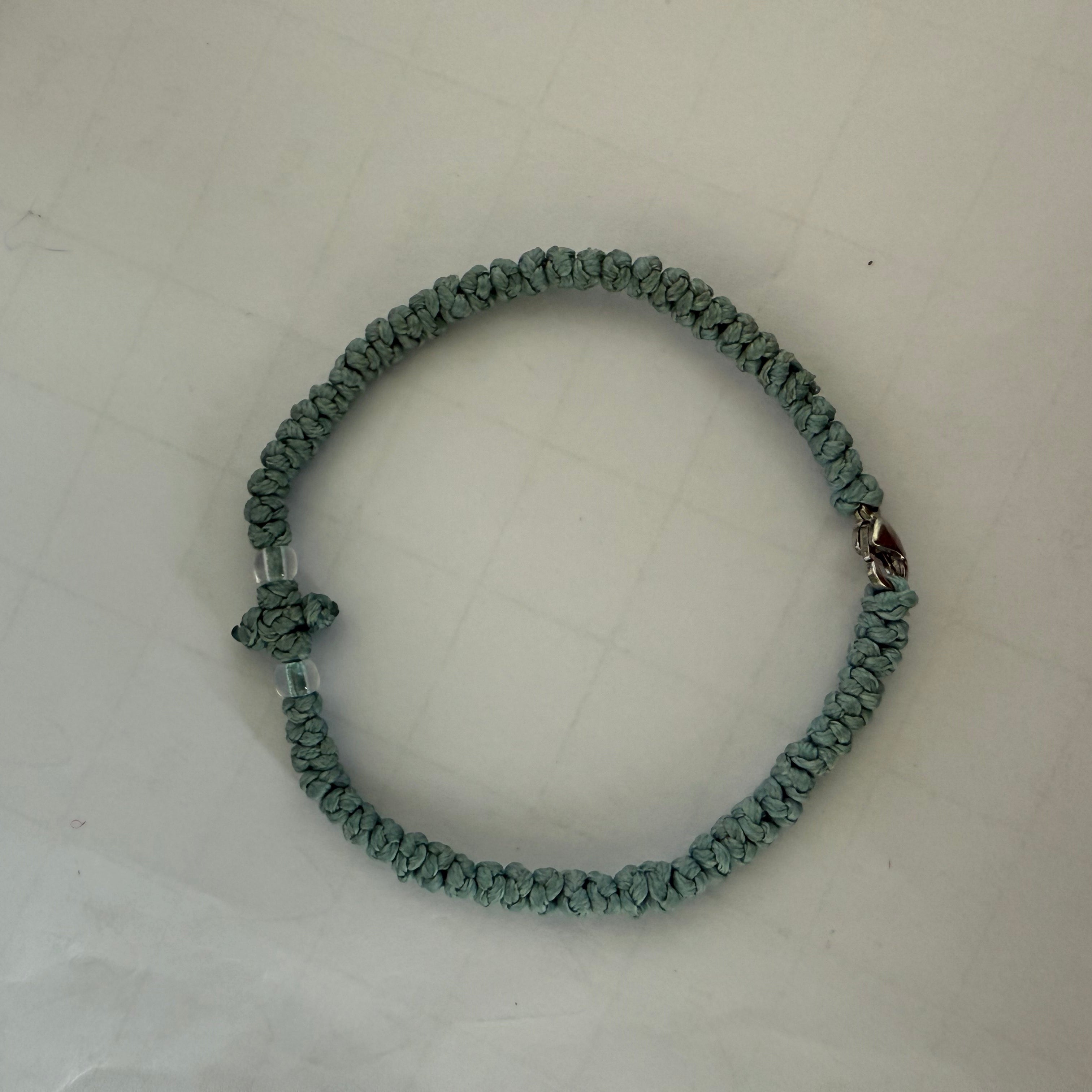 66 Knot wax rope Gray Prayer bracelet with alloy clasp