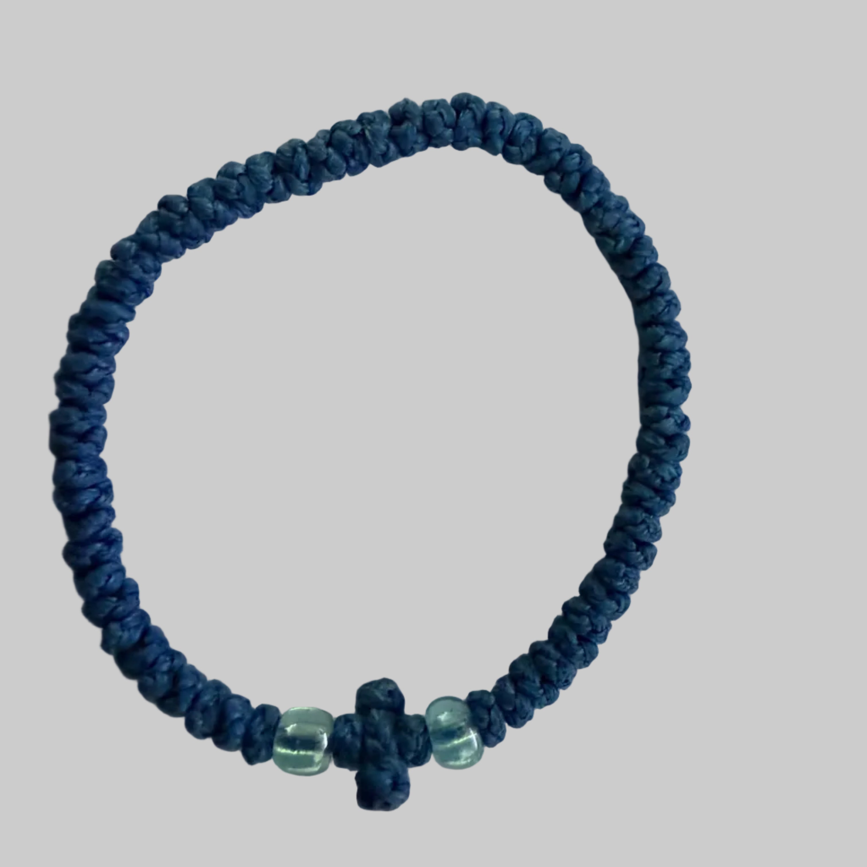 66 Knot wax rope  blue Prayer bracelet